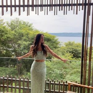 STAUD Green Beaded Two-Piece Set